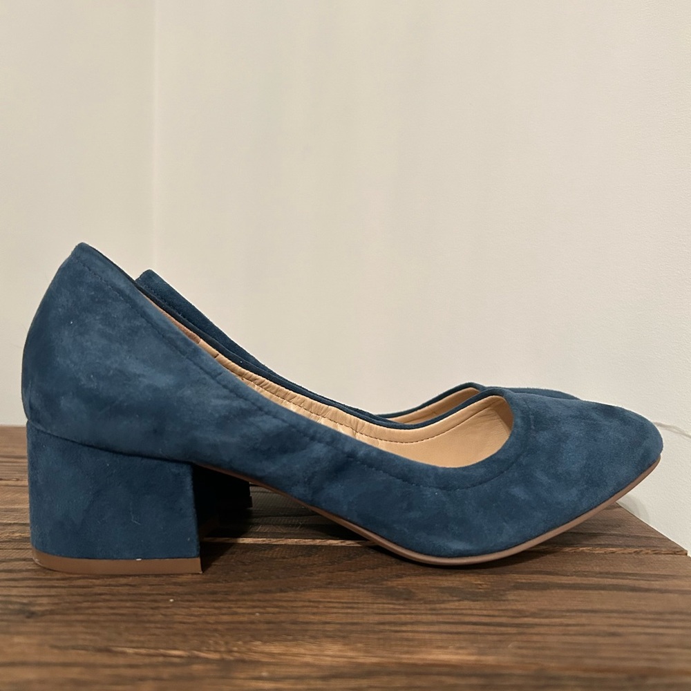 Franco Sarto Blue Suede Heels